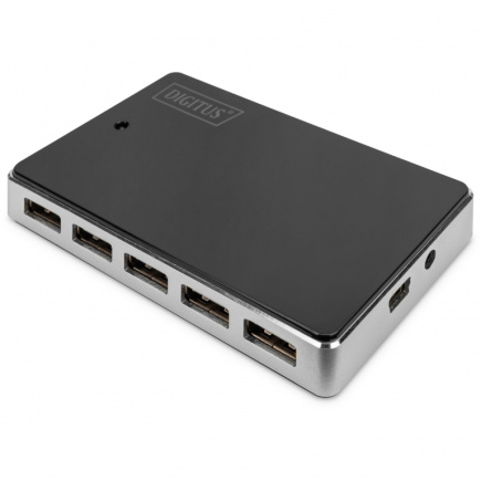 DIGITUS USB-Hub 10-Port 2.0->10xA2.0 m.Netzteil schwarz