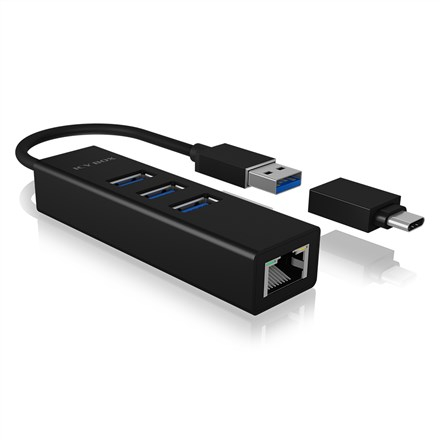 ICY BOX IB-HUB1419-LAN USB 3.2 Gen 1 (3.1 Gen 1) Type-A Black
