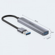 Unitek HUB USB-A; 3x USB-A 2.0; 1x USB-A 5 Gbps Alu