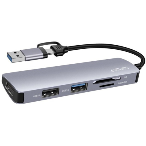 4smarts 5 in1 Universal Mulitport USB Hub spacegrau