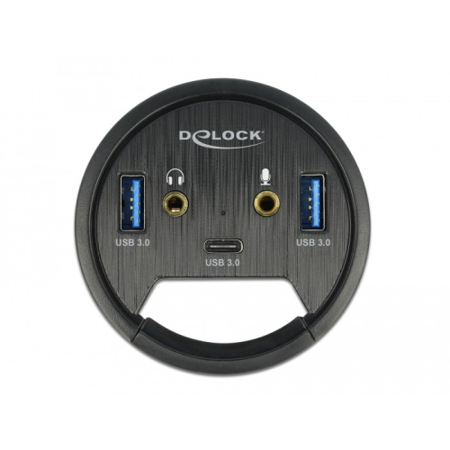 DELOCK 3 Port Tisch-Hub 1x USB Type-C und 2x USB Typ-A + HD-Audio Ports