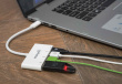 Manhattan USB-C Dock/Hub, Ports (x4): USB-A (x3) and USB-C, 5 Gbps (USB 3.2 Gen1 aka USB 3.0), With Power Delivery (60W) to USB-C Port (Note additional USB-C wall charger and USB-C cable needed), Universal for all devices, SuperSpeed USB, 3 Year Warranty
