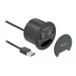 DELOCK 3 Port Tisch-Hub 1x USB Type-C und 2x USB Typ-A + HD-Audio Ports