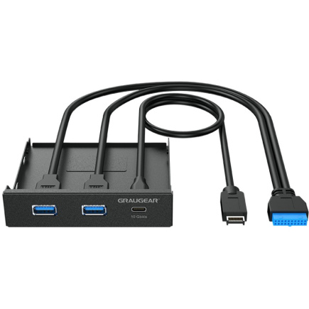 GRAUGEAR Multi Frontblende 3-Fach USB-HUB. 1x USB-C.2x USB-A retail