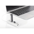 DIGITUS USB-C-Hub 3-Port 2.0->3xA2.0 1xReader in.Kabel weiß