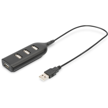 DIGITUS USB-Hub 4-Port 2.0->4xA2.0 integr. Kabel schwarz