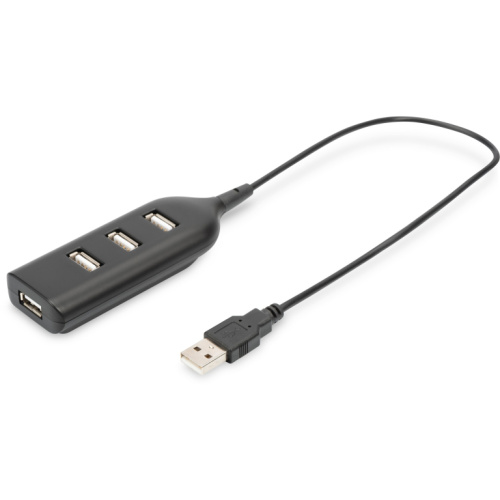 DIGITUS USB-Hub 4-Port 2.0->4xA2.0 integr. Kabel schwarz