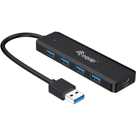 Equip USB-Hub 4-Port 3.2 ->4x3.0 +USB-C Adp.5Gbps o.Netz.sw 21251222
