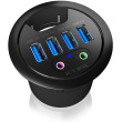 HUB Tisch-Hub 4x USB 3.0 Type-A mit Audio Ein-/Ausgang ICY BOX