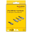 DELOCK 2 Port USB Hub inklusive SD und Micro SD Card Reader mit USB Type-C Anschluss