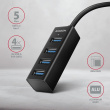 Axagon HUE-M1AL interface hub USB 3.2 Gen 1 (3.1 Gen 1) Type-A 5000 Mbit/s Black