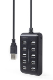 Gembird UHB-U2P10P-01 10-port USB 2.0 hub, black