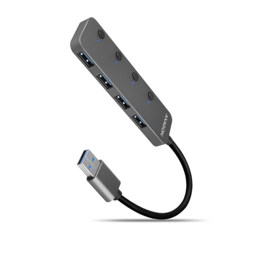 Axagon HUE-MSA Superspeed USB-A Switch Hub 4x USB 3.0 aktiv - 20cm schwarz USB 3.2 Gen 1 (3.1 Gen 1) Type-A 5000 Mbit/s Grey
