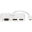 USB-C HUB 3Port D-Link DUB-V310 DisplayPort HDMI VGA 4K passiv White