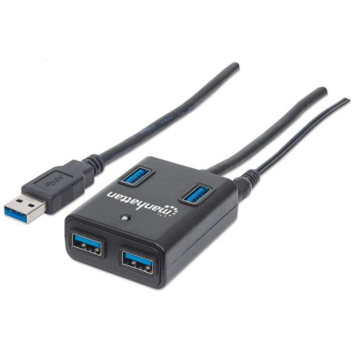MANHATTAN USB-HUB 4-Port USB 3.0 schwarz mit Netzteil