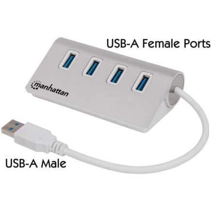 MANHATTAN Hub 4-Port 4xUSB3.0 Alu Strom: USB