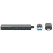 MANHATTAN 4-Port USB 3.0 Typ-C / Typ-A Kombi-Hub schwarz