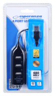 Esperanza EA116 interface hub 480 Mbit/s Black