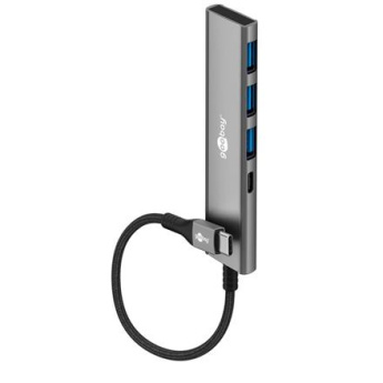 Goobay 76562 Slim 4-Port USB-Hub, USB-C > 1x USB-C, 3x USB-A (USB 3.2)