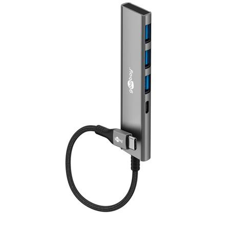 Goobay 76562 Slim 4-Port USB-Hub, USB-C > 1x USB-C, 3x USB-A (USB 3.2)