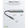 Goobay 76563 Slim 4-Port USB-Hub, USB-C > 2x USB-C, 2x USB-A (USB 3.2)