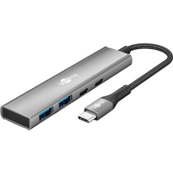 Goobay 76563 Slim 4-Port USB-Hub, USB-C > 2x USB-C, 2x USB-A (USB 3.2)