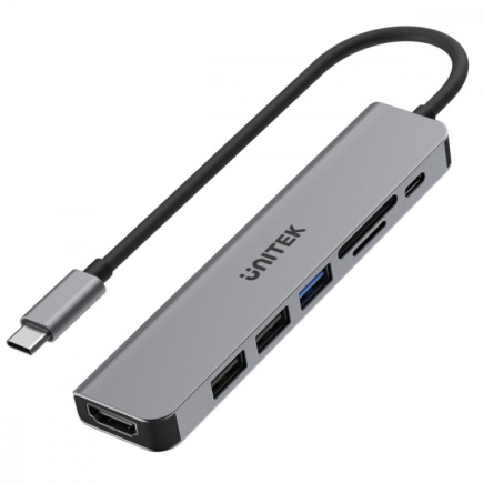 Unitek HUB USB-C 7in1 Aluminium PD 100W ; 5 Gbps