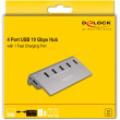 DELOCK USB 10 Gbps Hub mit 4 USB Typ-A Ports + 1 Schnellladeport inkl. Netzteil