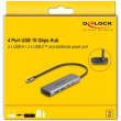 DELOCK USB 10 Gbps 2 Port USB Typ-A + 2 Port USB Type-C Hub mit USB Type-C Anschluss und zustzlicher Strombuchse