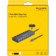 DELOCK USB 5 Gbps Hub mit 7 USB Type-C Ports mit Schalter davon 6 x Datenport + 1 x Daten / und PD 20 Watt
