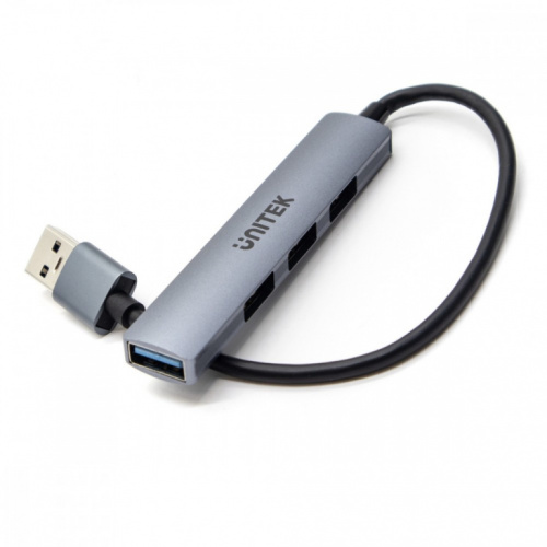 Unitek HUB USB-A; 3x USB-A 2.0; 1x USB-A 5 Gbps Alu