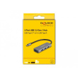 DELOCK 4 Port USB 3.2 Gen 1 Hub mit USB Type-C Anschluss - USB Typ-A Buchsen seitlich