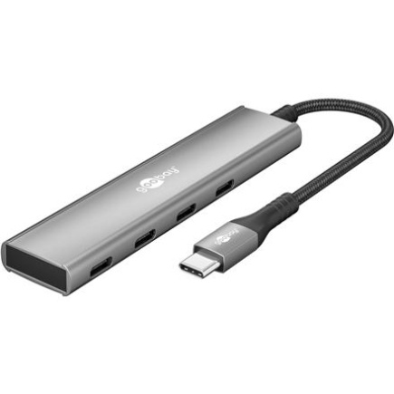 Goobay Slim 4-Port USB Hub, USB-C to USB-C, 5 Gbit/s 76564