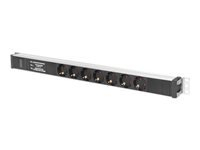 DIGITUS 1U Aluminium PDU Rackmountable 16A 4000W 250VAC 50/60Hz 7x outlet CEE 7/7 2m cable CEE 7/7 plug