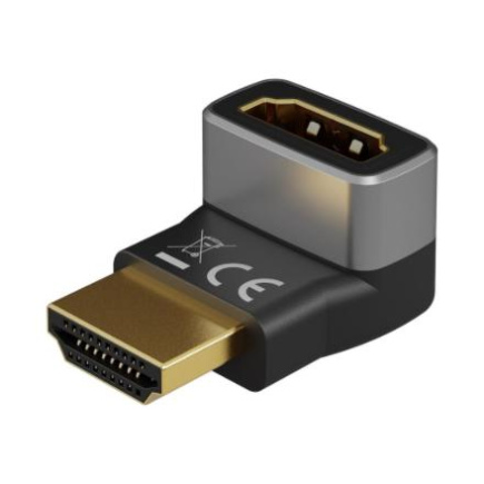 Goobay 72009 HDMI™ Angled Adapter 90° Horizontal, 8K @ 60 Hz, Gold-Plated, Must, Silver | Goobay