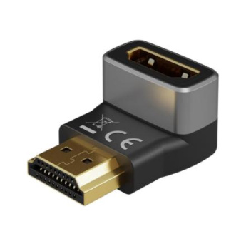 Goobay 72011 HDMI™ Angled Adapter 270° Vertical, 8K @ 60 Hz, Gold-Plated, Must, Silver | Goobay