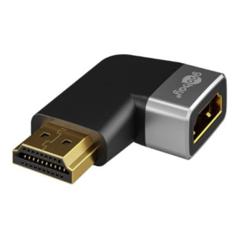 Goobay 72012 HDMI™ Angled Adapter 270° Horizontal, 8K @ 60 Hz, Gold-Plated, Must, Silver | Goobay