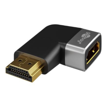 Goobay 72012 HDMI™ Angled Adapter 270° Horizontal, 8K @ 60 Hz, Gold-Plated, Must, Silver | Goobay