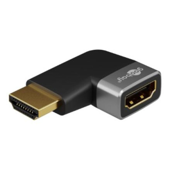 Goobay 72010 HDMI™ Angled Adapter 90° Horizontal, 8K @ 60 Hz, Gold-Plated, Must, Silver | Goobay