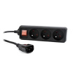 EnerGenie EG-PSU3F-01 UPS power strip, 3 FR sockets, 10 A, C14 plug, 0.6 m cable, black | EnerGenie