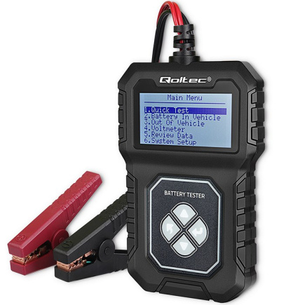 Qoltec Digital Battery Tester with LCD | Polish Menu | 12V | AGM | GEL | STD | 30-220AH