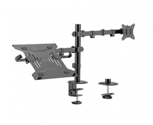 Gembird Adjustable desk mount with monitor arm and notebook tray