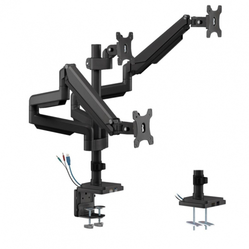 Desk mount for three monitors black Ergo Office, with gas spring, 17