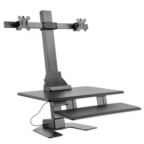 Maclean Dual Monitor Mount, Electric, Keyboard Shelf, Sit-Up, MC-796