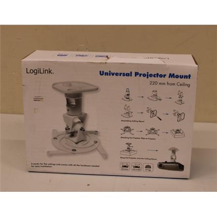 Восстановленный. Logilink BP0003 Projector mount, ceiling, universal, 220 mm, white | Logilink | DAMAGED PACKAGING BP0003SO