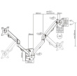 Gembird Adjustable wall 2-display mounting arm, 17 inches-27 inches, up to 7 kg