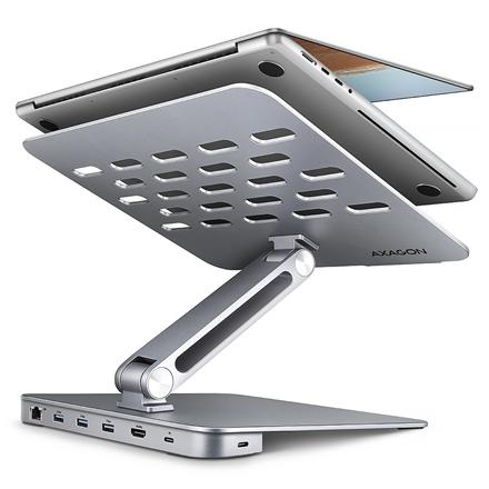 AXAGON Desk Mount | HMC-STND USB-C 5Gbps Stand and Hub 7in1 | Adjustable Height, Tilt | 10-16 