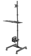 Maclean professional stand, mobile computer station on wheels, max 17