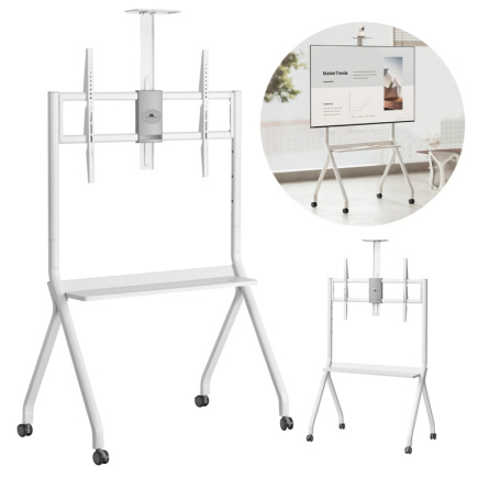 Maclean TV stand / cart, camera shelf, on casters, 55-100