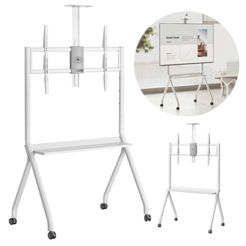 Maclean TV stand / cart, camera shelf, on casters, 55-100